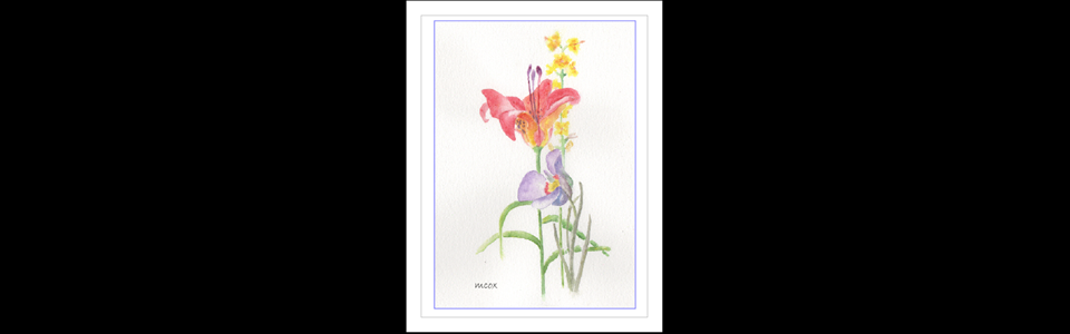 Water Color Trio Flowers